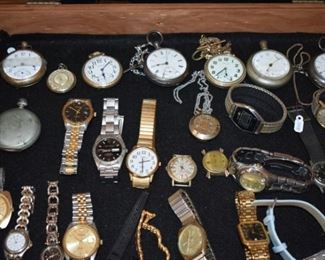 Huge Collection of Vintage Jewelry including Pocket Watches, Watches, Beautiful Vintage Art Nouveau Sterling Silver Brooches (large collection!), Necklaces, Bracelets, Bangles, Earrings, Rings, and More!!!