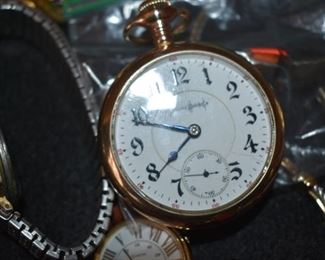 Huge Collection of Vintage Jewelry including Pocket Watches, Watches, Beautiful Vintage Art Nouveau Sterling Silver Brooches (large collection!), Necklaces, Bracelets, Bangles, Earrings, Rings, and More!!!