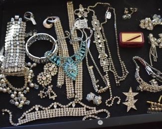 Huge Collection of Vintage Jewelry including Pocket Watches, Watches, Beautiful Vintage Art Nouveau Sterling Silver Brooches (large collection!), Necklaces, Bracelets, Bangles, Earrings, Rings, and More!!!