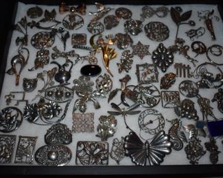 Huge Collection of Vintage Jewelry including Pocket Watches, Watches, Beautiful Vintage Art Nouveau Sterling Silver Brooches (large collection!), Necklaces, Bracelets, Bangles, Earrings, Rings, and More!!!