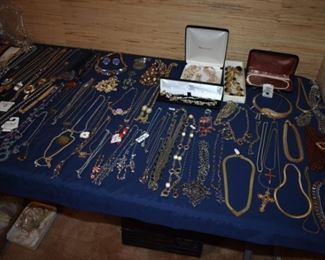 Huge Collection of Vintage Jewelry including Pocket Watches, Watches, Beautiful Vintage Art Nouveau Sterling Silver Brooches (large collection!), Necklaces, Bracelets, Bangles, Earrings, Rings, and More!!!