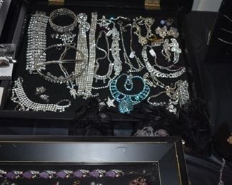 Huge Collection of Vintage Jewelry including Pocket Watches, Watches, Beautiful Vintage Art Nouveau Sterling Silver Brooches (large collection!), Necklaces, Bracelets, Bangles, Earrings, Rings, and More!!!