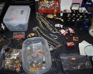 Huge Collection of Vintage Jewelry including Pocket Watches, Watches, Beautiful Vintage Art Nouveau Sterling Silver Brooches (large collection!), Necklaces, Bracelets, Bangles, Earrings, Rings, and More!!!