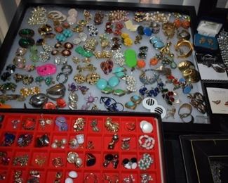 Huge Collection of Vintage Jewelry including Pocket Watches, Watches, Beautiful Vintage Art Nouveau Sterling Silver Brooches (large collection!), Necklaces, Bracelets, Bangles, Earrings, Rings, and More!!!