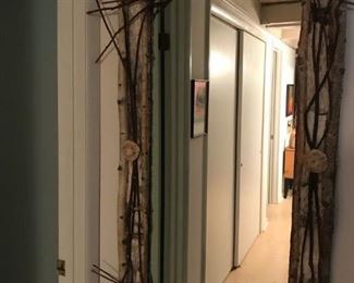 Birch bark hall mirror