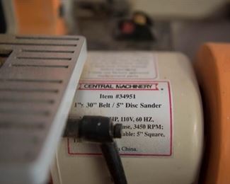 Central Machinery Belt 5" Disc Sander
