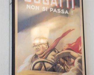 Bugatti Non Si Passa Vintage Reproduction Poster