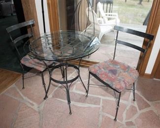 Metal Bistro Set with Glass Top