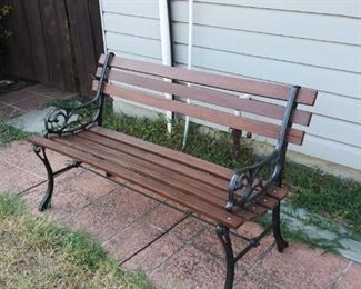 Weather proof, refurbished vintage bench