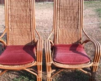 Vintage rattan highback chairs