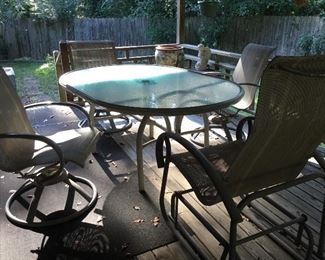 Patio set with 3 stationary chairs & 1 rocking chair