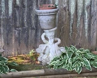 Statuary and pot