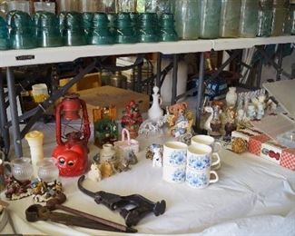 insulators, old canning jars, figurines