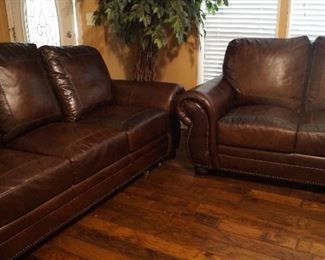 leather couch and loveseat