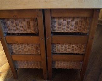 kitchen island with baskets