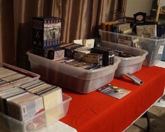 CDs, DVDs, cassettes, Vhs