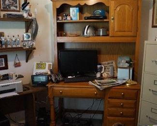 desk, file cabinet, Dallas Cowboy collectibles