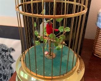 Super fun vintage singing bird in cage (Germany) and it works! 