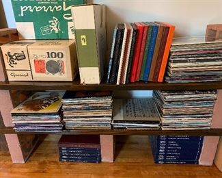 Record albums and a Turntable 