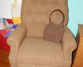 Older recliner, and fabulous macrame purse