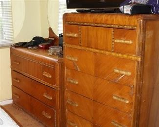 Chest of drawers and dresser.  There is some peeling to the veneer.  Love it, repair it, or paint it.  