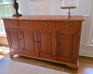 Handsome buffet/cabinet w/ solid brass pulls