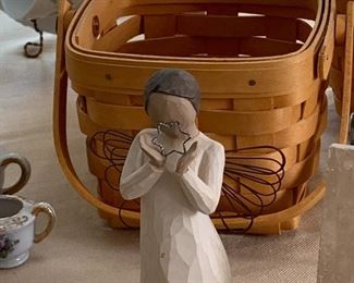 Longaberger basket and Willow Tree angel