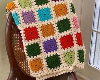 Handmade crocheted Granny Square afghan 