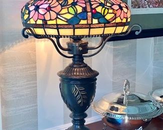 Beautiful stain glass lamp - light on