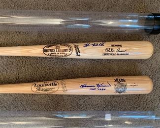 Pete Rose - Philadelphia Phillies Louisville Slugger bat #4256 and  Harmon Killebrew Minnesota Twins 1984 Louisville Slugger bat