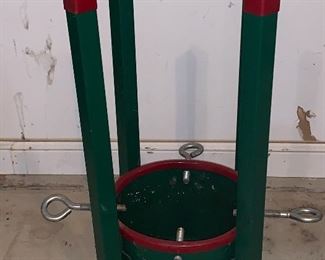 Large vintage heavy duty cast iron Christmas tree stand - legs fold down to make a tall stand 
