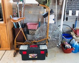  Exercise bike and toolbox 
