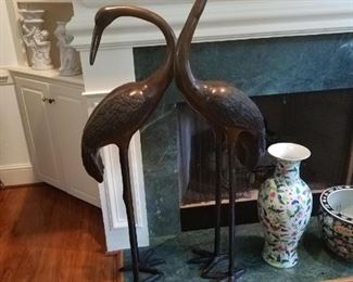 $500 for both - bronze heron statue (two separate)