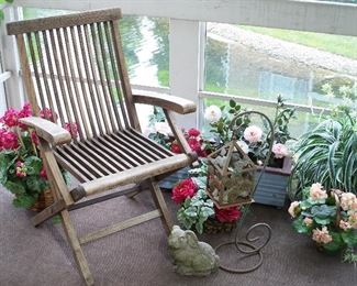 Vintage wooden folding beach chair
