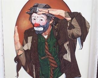 Original Emmett Kelly clown painting by Robert Blottiaux 45" x 35"