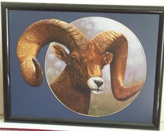 Original Bighorn Sheep Ram oil painting by Robert Blottiaux 52" x 41"