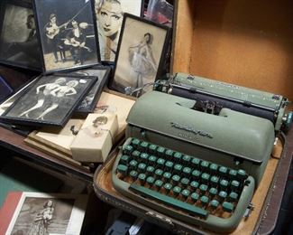 Remington typewriter, autographed celebrity and starlet photos