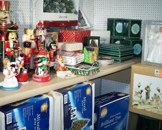 Christmas collectibles, nutcrackers, lighted trees, angels, ornaments, etc.