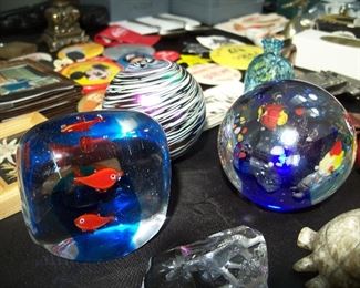 Glass paperweights and vintage memorabilia