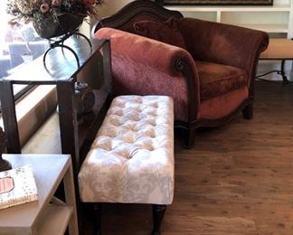 Arm Chair, Side Table, Ottoman, Shelving Unit, Art, Floral