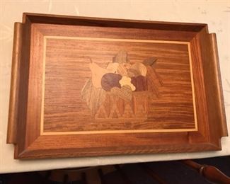 inlayed wooden tray