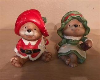 pair Homco Christmas bears