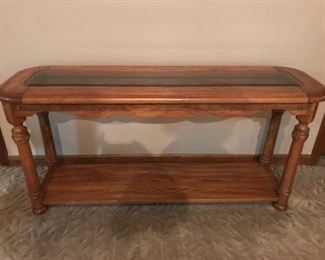 glass top console table