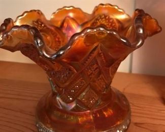 marigold pressed glass fluted vase