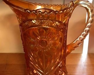marigold pressed glass pitcher