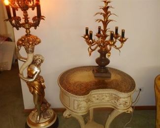 5.2 Foot Art Nouveau Goddess Candelabra Floor Lamp,