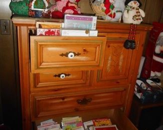 VERY NICE HIGH BOY..with Little Cabinet. Hand Carved Knotty Pine