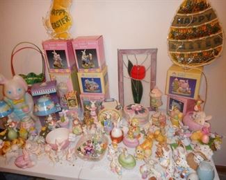 EASTER in the DINING ROOM...Lefton Bunnies, Enesco, Easter Decor