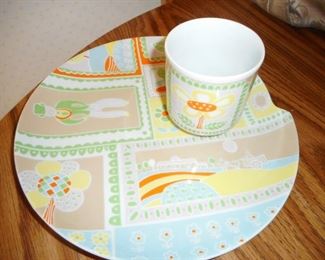 Mid Century Dessert Plates/Cups. Little Farm