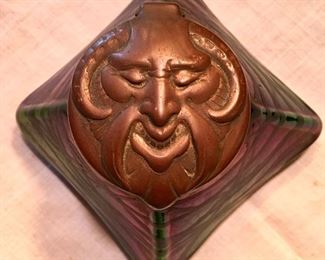 Art Nouveau Iridescent Glass Ink Well Jars